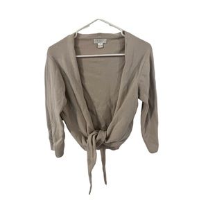 Christopher & Banks Tan Open Front Tied Cardigan